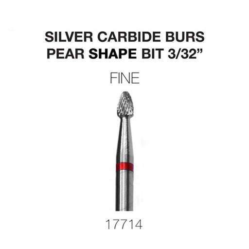 Cre8tion Silver Carbide Burs - Pear Shape Bit - Fine 3/32'', 17714