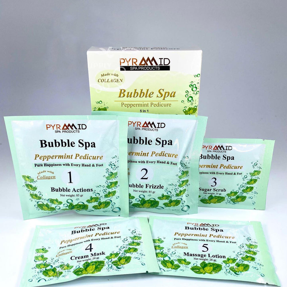 Pyramid Bubble Spa Pedicure 5in1 (Made With COLLAGEN), PEPPERMINT (Pk: 50 packs/case)