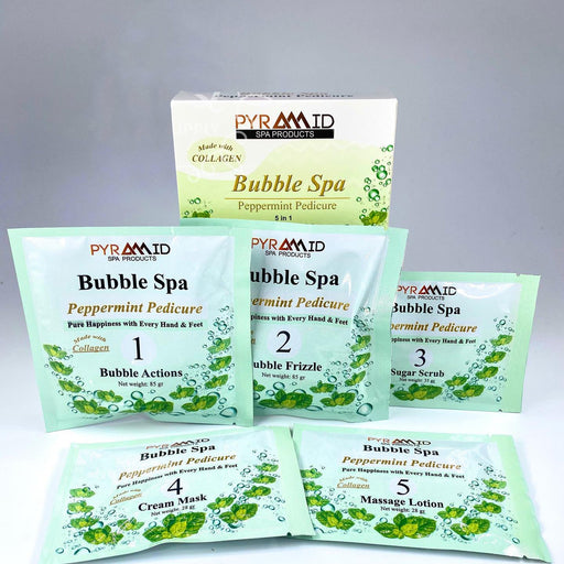 Pyramid Bubble Spa Pedicure 5in1 (Made With COLLAGEN), PEPPERMINT (Pk: 50 packs/case)