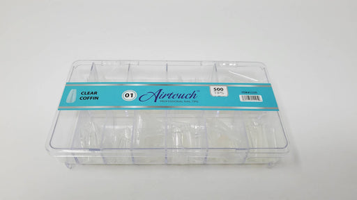 Airtouch Nail Tips Box, 01, CLEAR - COFFIN, 10 sizes (From #00 To #09), 500pcs/box, 15195 (Packing: 100 boxes/case) OK1114VD