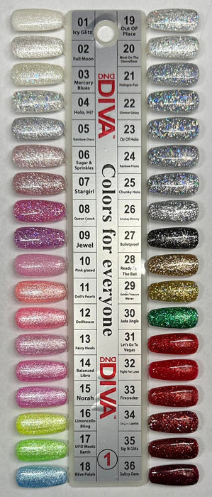 DND Nail Lacquer & Gel Polish, Diva Collection (#001 - #290), 0.5oz, Color Chart