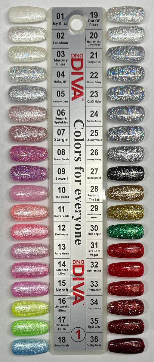 DND Nail Lacquer & Gel Polish, Diva Collection (#001 - #290), 0.5oz, Color Chart