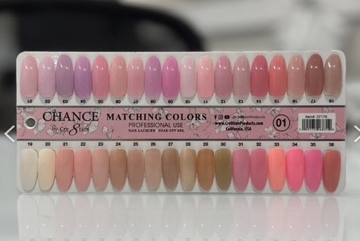Cre8tion Chance Gel Color Chart Board, Nude & Soft Shades, 36 tips #1 (1 to 36) 37178