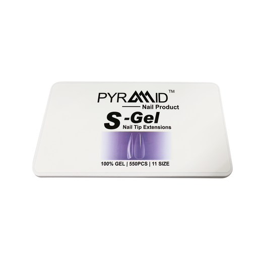 Pyramid S-Gel Extension Nail Tips Box, 11 Sizes, ALMOND