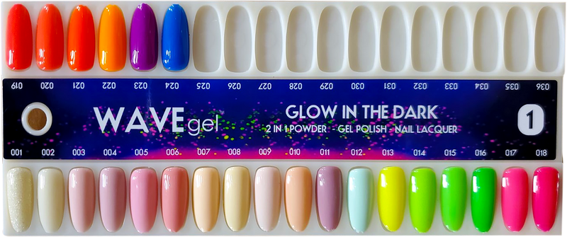 Wave Gel Gel Polish. Glow In The Dark Collection, Sample Tips OK0106LK