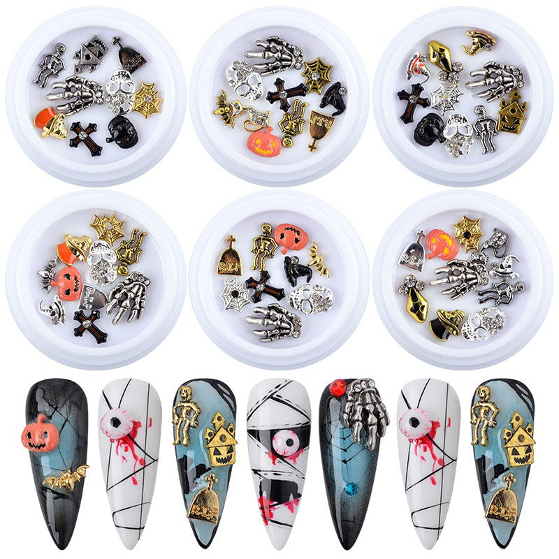 Airtouch 3D Halloween Metal Alloy Nail Art, 6 Jars/Set