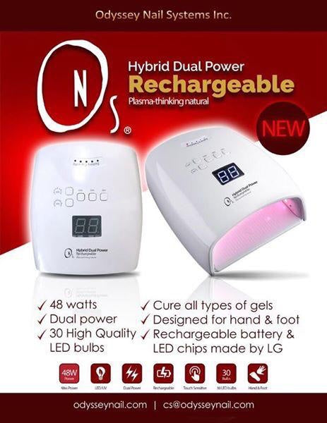 ONS Hybrid Dual Power Rechargeable LED/UV Lamp, 48W, RED, 97883
