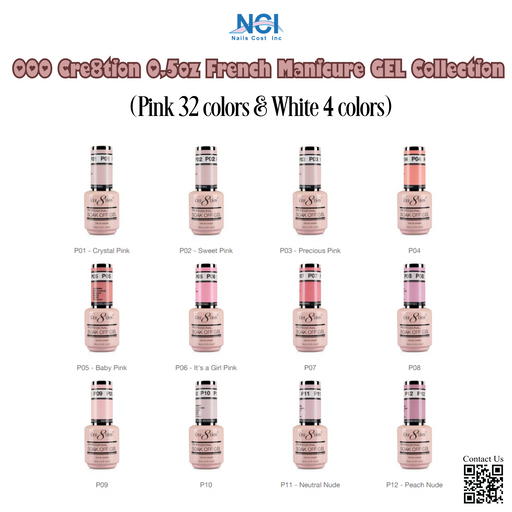 000 Cre8tion 0.5oz French Manicure GEL Collection (Pink 32 colors & White 4 colors)