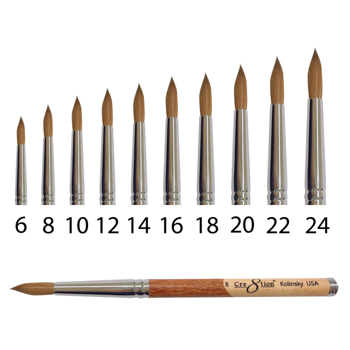 Cre8tion Kolinsky Acrylic Brush Brown Handle, #24 (Pk: 150 pcs/box, 600 pcs/case)