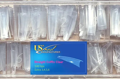 USN Straight Coffin Clear Nail Tip BOX (Pk: 544 pcs/box, 96 boxes/case)