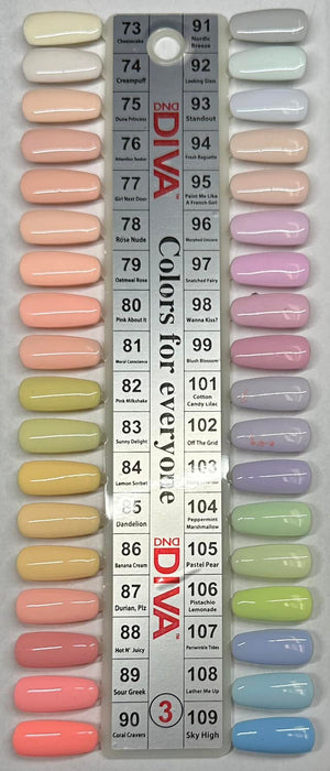 DND Nail Lacquer & Gel Polish, Diva Collection (#001 - #290), 0.5oz, Color Chart