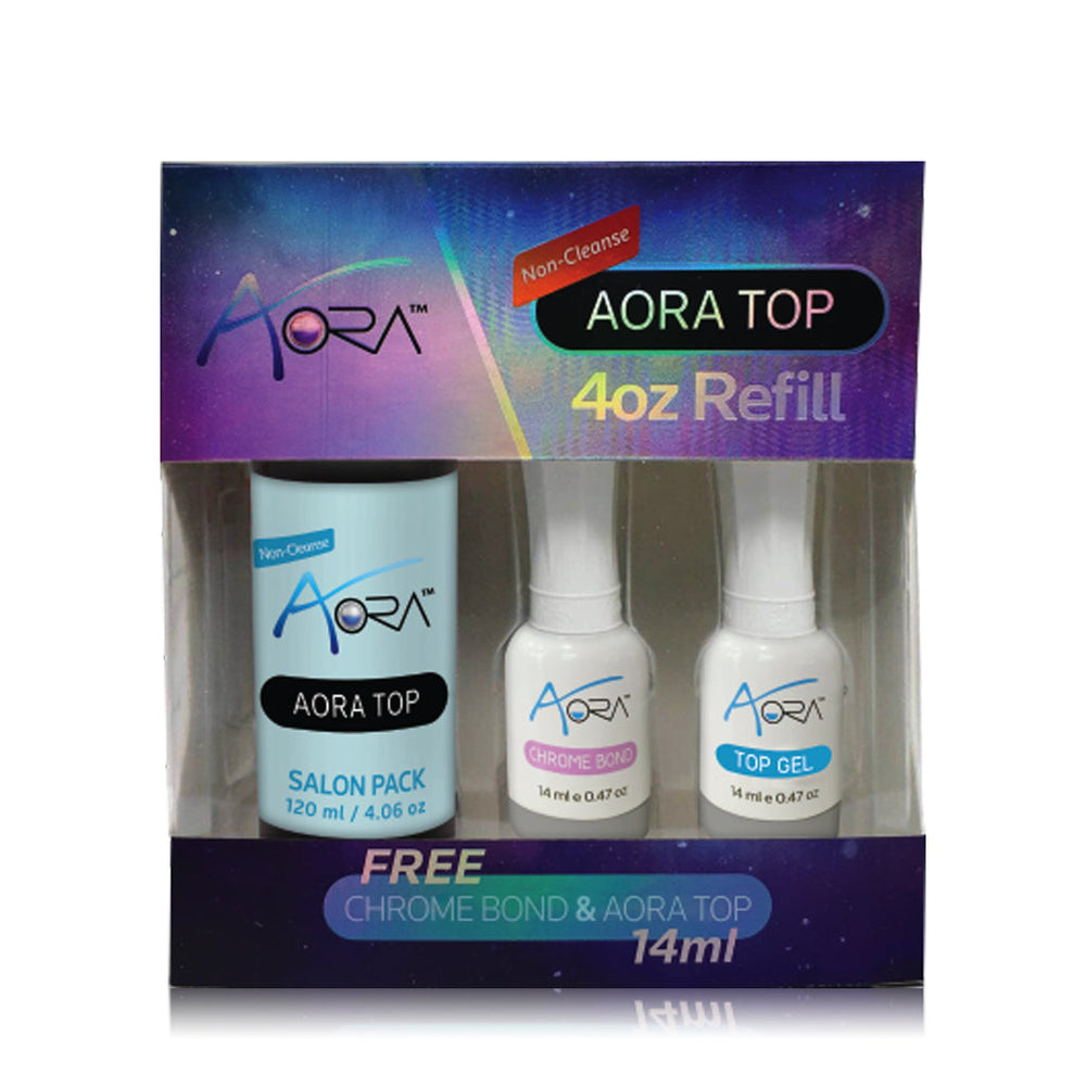 Aora Top Kit 4oz Refill, Free Chrome Bond & Top Gel 0.47oz