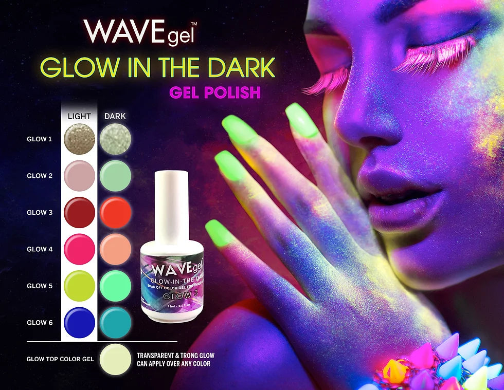 Wave Gel Glow In The Dark Gel Polish, 0.5oz, Color List Note, 000