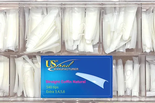 USN Straight Coffin Natural Nail Tip BOX (Pk: 544 pcs/box, 96 boxes/case)