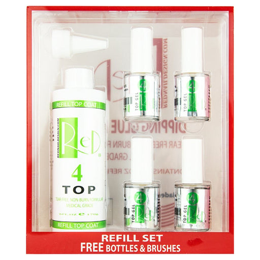 RED Nail Design Dip Liquid Refill, 04, TOP COAT, 7oz (Pk: 10 sets/case)