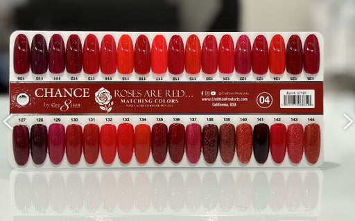 Cre8tion Chance Gel Color Chart Board, Roses Are Red, 36 tips #4 (109 to 144), 37181