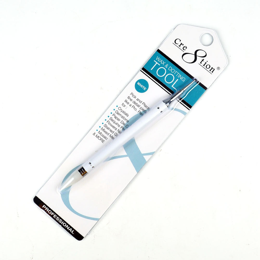 Cre8tion Nail Art Wax & Dotting Tool - Rhinestones Picker White (Pk: 12 pcs/box, 320 pcs/case)