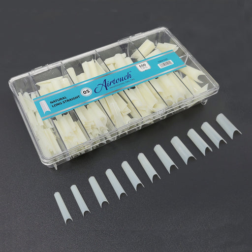 Airtouch Nail Tips Box, 05, NATURAL - LONG STRAIGHT, 10 sizes/box, 55 pcs/size, 550pcs/box, 15204 (Packing: 100 boxes/case) OK1114VD