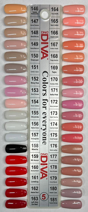 DND Nail Lacquer & Gel Polish, Diva Collection (#001 - #290), 0.5oz, Color Chart