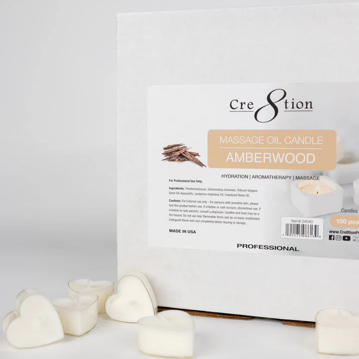 Cre8tion Massage Oil Candles - Tealight 0.5oz - AMBERWOOD (Pk: 100 pcs/box)