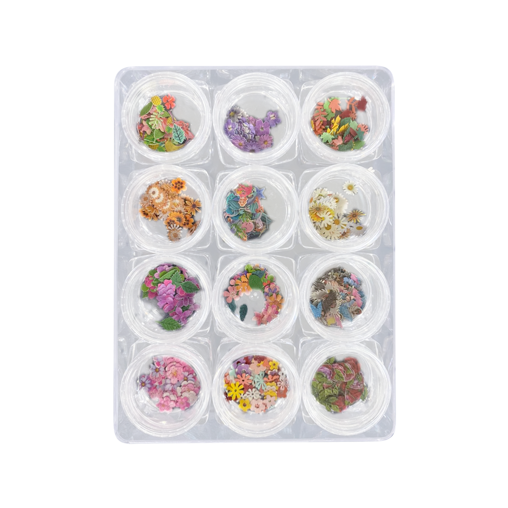 Airtouch Nail Art Paper, Spring Flower Collection Set #05, 12 jars/box