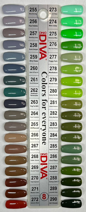 DND Nail Lacquer & Gel Polish, Diva Collection (#001 - #290), 0.5oz, Color Chart