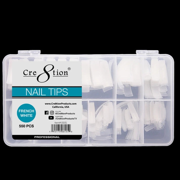 Cre8tion French White Tips #0 - #10, 550 pcs./box, 15151 OK0722LK