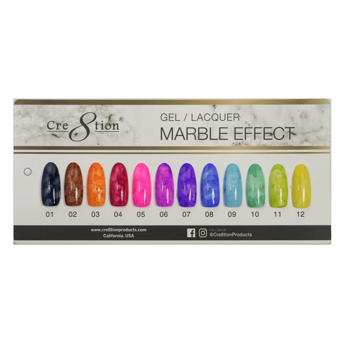 Cre8tion Marble Effect Gel Polish, Counter Foam Display Color Chart, 37105