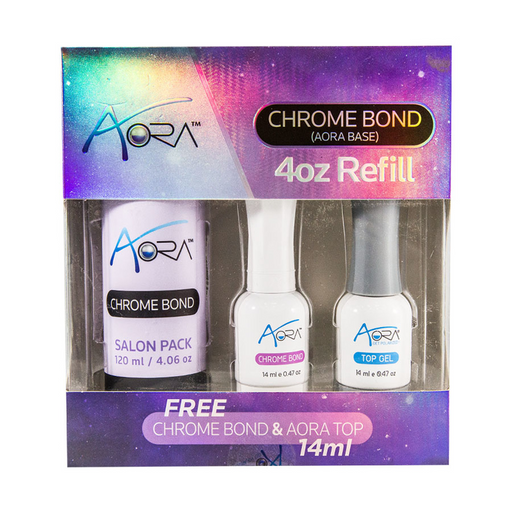 Aora Chrome Bond (Chrome Base) Kit 4oz Refill, Free Chrome Bond & Top Gel 0.47oz