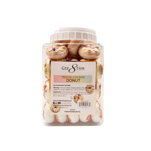 Cre8tion Pedicure Soak Bomb 40g - DONUT, CASE (Pk: 50 pcs/jar, 4 jars/case)