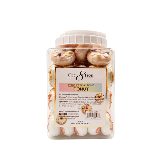 Cre8tion Pedicure Soak Bomb 60g - DONUT, CASE (Pk: 40 pcs/jar, 4 jars/case)