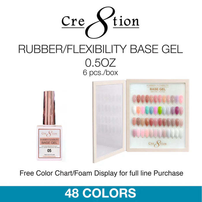 Cre8tion 0.5oz Gel - RUBBERS/FLEXIBILITY BASE (48 Colors) Collection 000