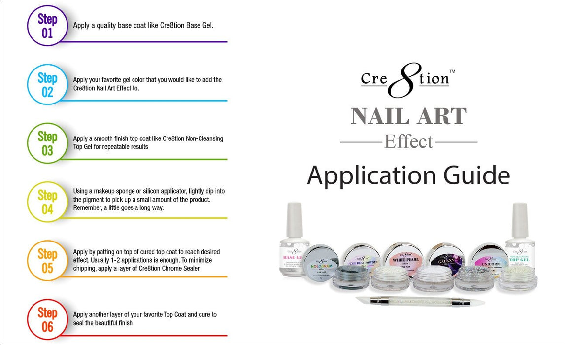 Cre8tion Nail Art 1g - White Pearl Effect (Pk: 6 jars/pack)