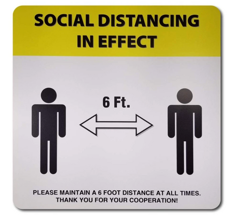 Cre8tion Social Distance Wall/Glass Door Sticker 12''x12'', Yellow Square OK1023VD