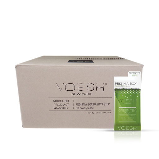 Voesh GREEN TEA Pedi in a Box Basic 3 Step, CASE, 100 packs/case, VPC118 GRT