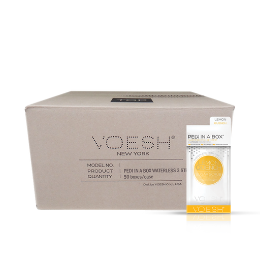 Voesh Pedi in a Box Waterless 3 Step, CASE, LEMON QUENCH, 50 packs/case, VPC108 GRT