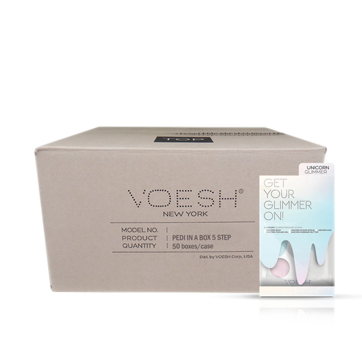 Voesh UNICORN GLIMMER Pedi In A Box 5 Steps, CASE, 50 packs/case, VPC507 UCN