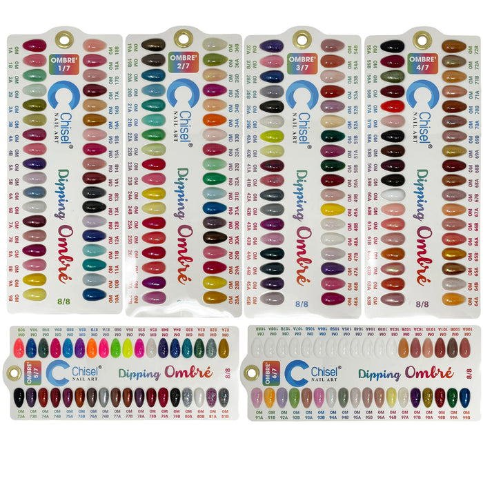 Chisel Sample Board Tips, Ombre Collection, Full Line Of 06 Sample Tips