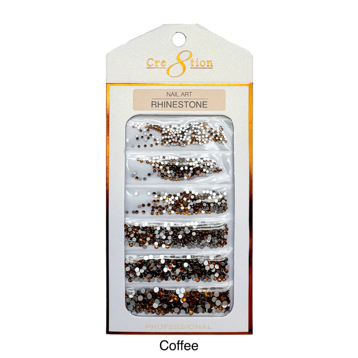 Cre8tion Rhinestone Nail Art - Coffee (Pk: 80 pcs/pack)