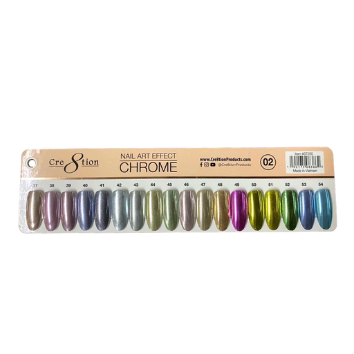 Cre8tion Nail Art Effect - Chrome #2 (18 colors) Sample tips