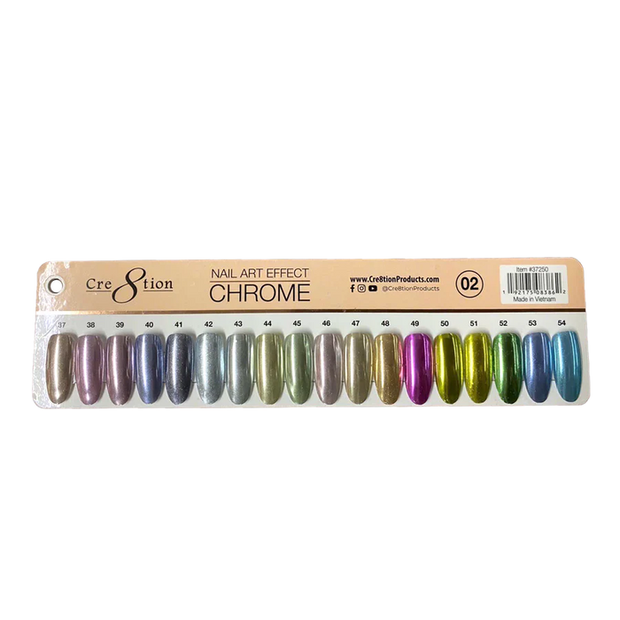 Cre8tion Nail Art Effect - Chrome #2 (18 colors) Sample tips