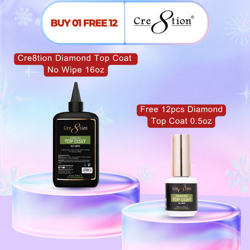 Cre8tion Diamond Top Coat No Wipe, 16oz - Buy 01 FREE 12pcs 0.5oz Diamond Top Coat