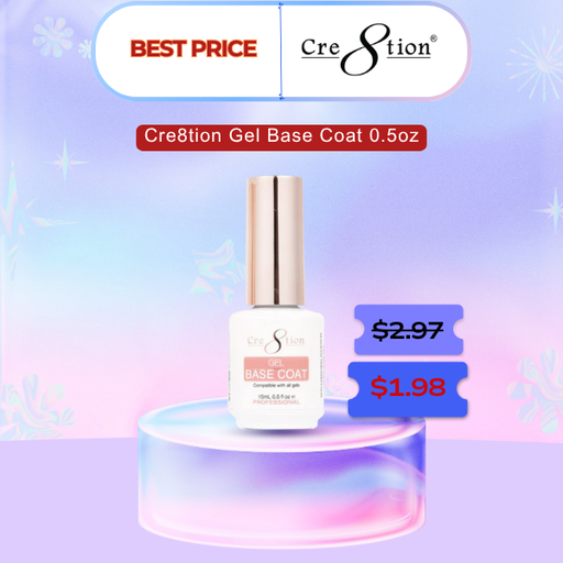 Cre8ton Gel Base Coat 0.5oz - Best Price (Note: Min order 1 Case Price $1.98)