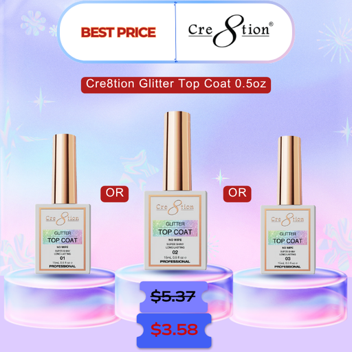Cre8tion Glitter Top Coat 0.5oz - #01 or #02 or #03 - Best Price