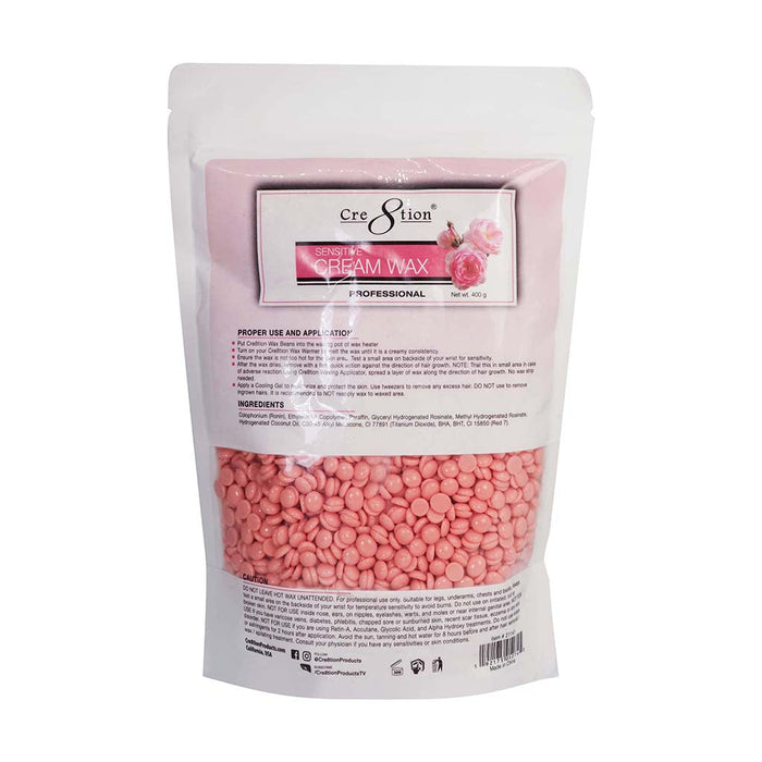 Cre8tion Cream Bean Hard Wax, BAG 14oz/0.87lb (Pk: 24 bags/case)