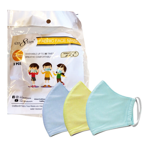 Cre8tion 2 layer Reusable Fabric Face Mask - For Child, MIX COLORS, 3pcs/pack OK0804VD