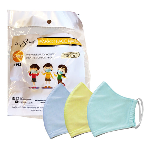 Cre8tion 2 layer Reusable Fabric Face Mask - For Child, MIX COLORS, 3pcs/pack OK0804VD