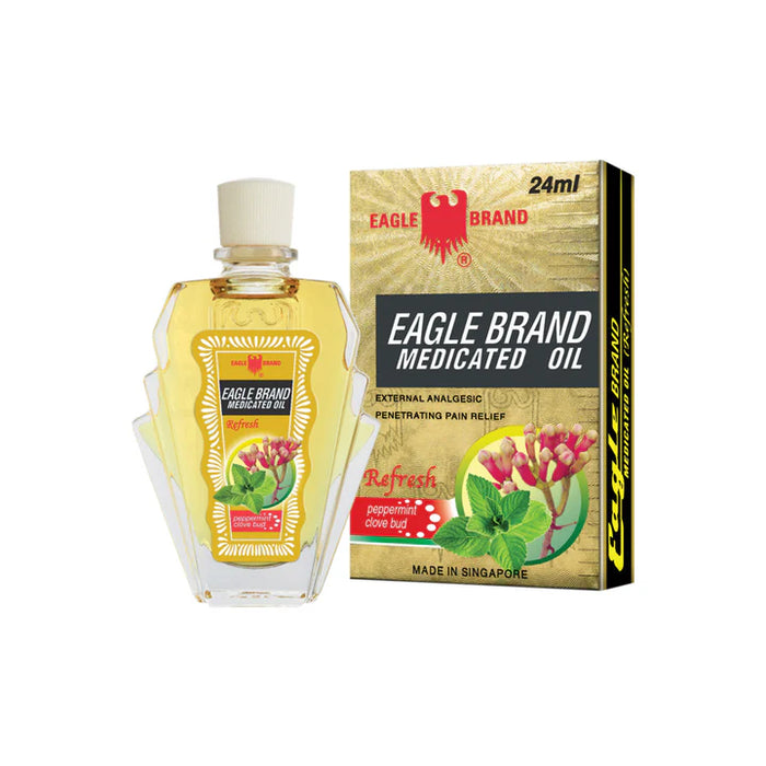 Eagle Medicated Oil, PACK, 0.8oz 24ml (Dầu vàng - Refresh), NO FREE (Pk: 12 pcs/pack, 12 packs/case)
