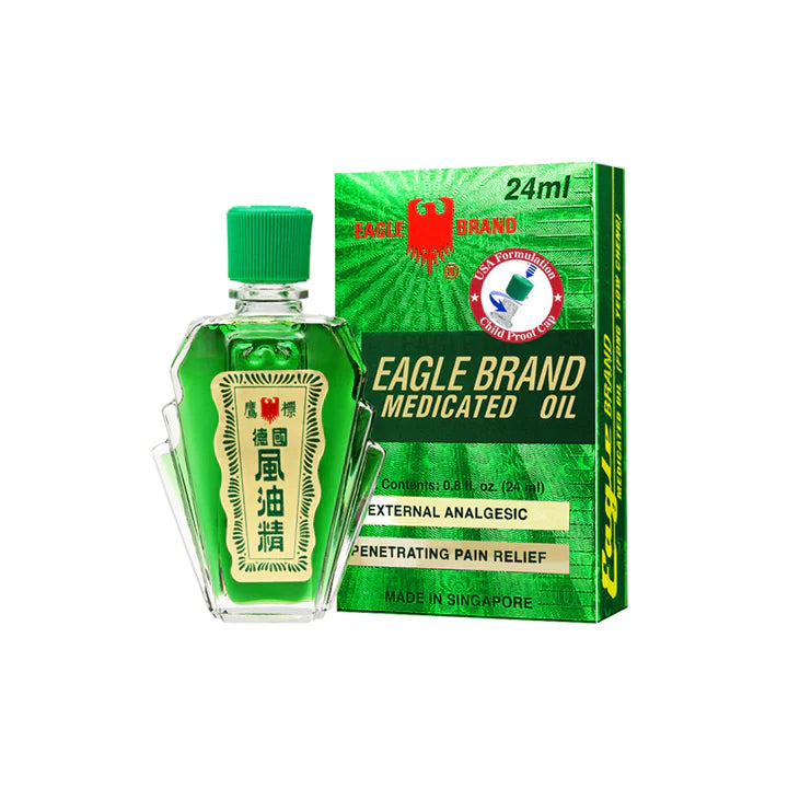 Eagle Medicated Oil, PACK, 0.8oz 24ml (Dầu xanh - Green), NO FREE (Pk: 12 pcs/pack, 12 packs/case)