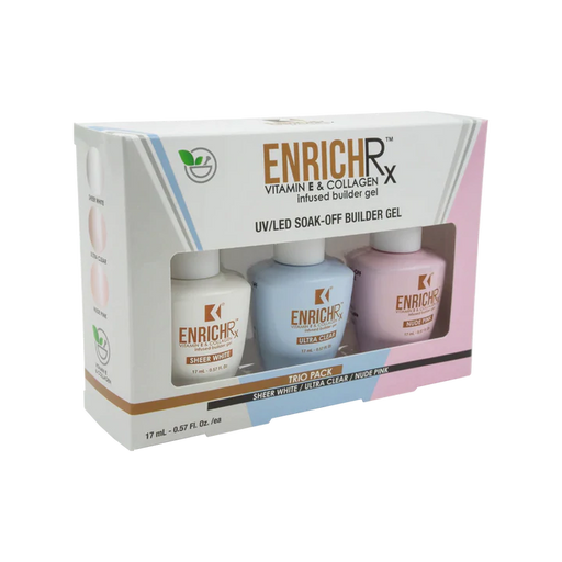 Kupa EnrichRX Trio Pack, 0.5oz (Contains: Sheer White, Ultra Clear, Nude Pink) (Pk: 28 pcs/case)